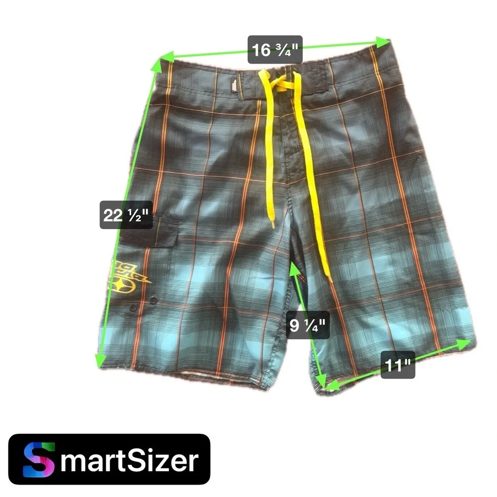 No Fear Shorts Mens LARGE Plaid Board Golf Performance Flat Front Outdoor